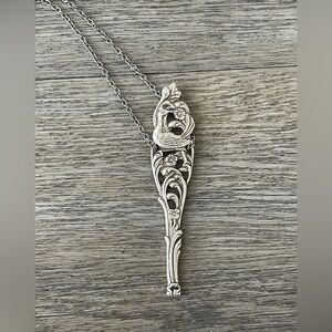 Silver Pendant Necklace Handmade from Vintage Spoon Handle